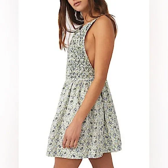 free people petunia mini dress NWT $128 FREE PEOPLE Petunia Mini Dress Small Blue Floral